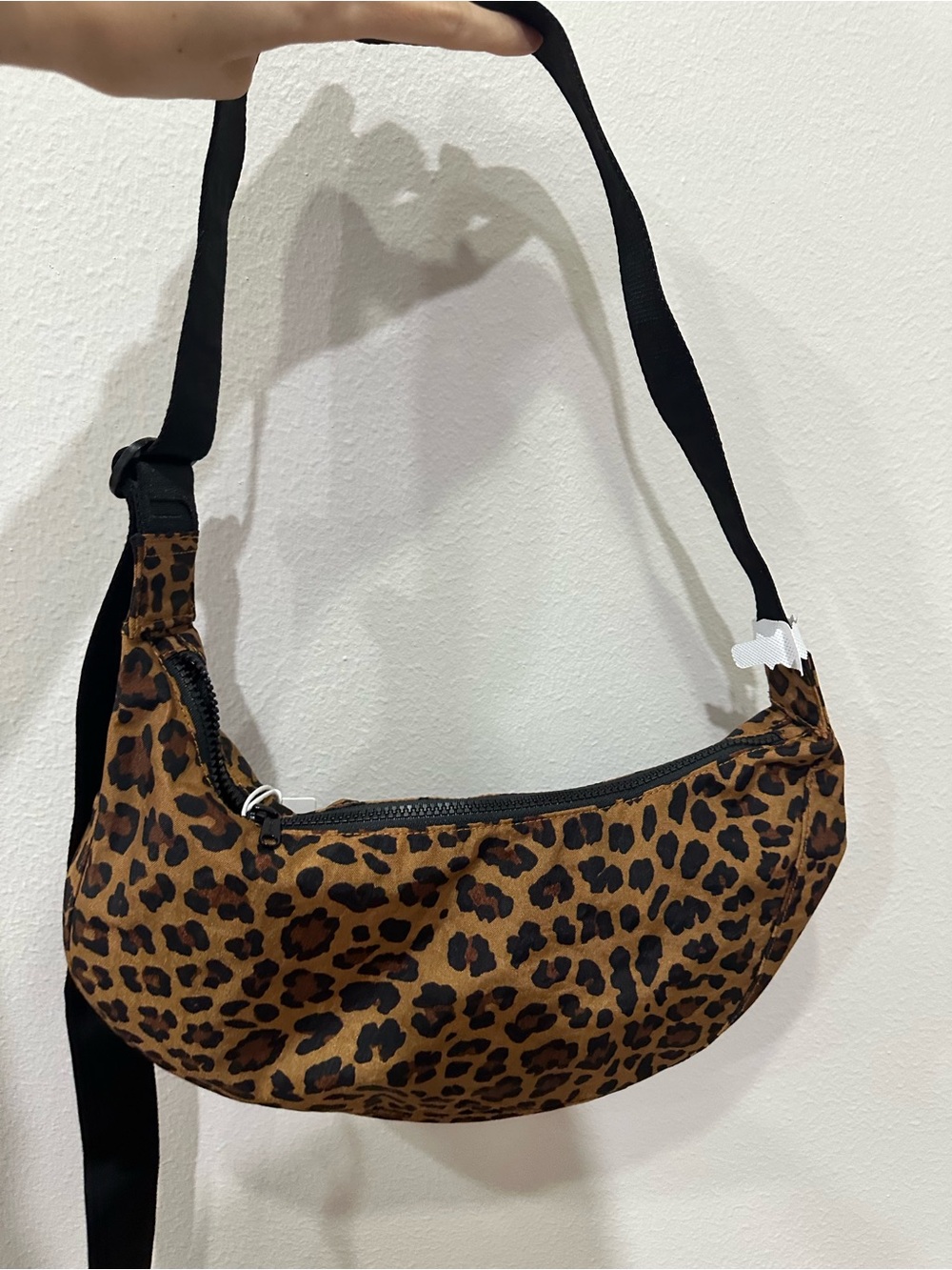 BAGGU Leopard Print Crescent Crossbody - Brown & Black